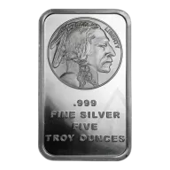 5 Oz Silvertowne Mint Buffalo Silver Bar
