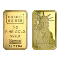 Credit Suisse 5 Gram Liberty Gold Bar