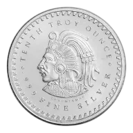 1/10 oz Aztec Calendar Silver Round