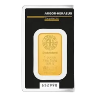 1 oz Gold Bar - Argor-Heraeus Kinebar (Carded)