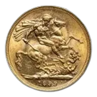 1899-M Australia Gold Sovereign Veil Head Victoria BU