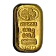 100 gram Gold Bar - PAMP Suisse (Cast, w/Assay)