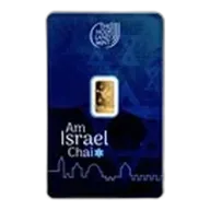 1 gram Gold Bar - Holy Land Mint Am Israel Chai (In Assay)