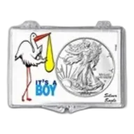 2026 1 oz Silver Eagle - w/Snap-Lock, It's A Boy! Stork Design