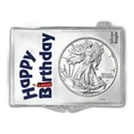2026 1 oz Silver Eagle - w/Snap-Lock Holder, Happy Birthday