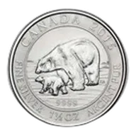2015 Canada 1.5 oz Silver $8 Polar Bear & Cub BU