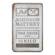 Silver 1/2 kg Bar Johnson Matthey - Pre-Owned