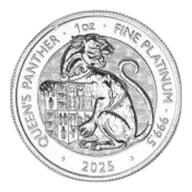 2025 Platinum Bullion 1 Ounce Tudor Beasts The Queen's Panther Coin - Pre-Owned