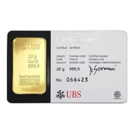 20 Gram UBS Gold Kinebar