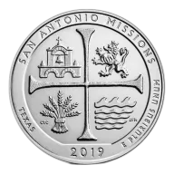 2019 5 oz ATB San Antonio Missions National Historical Park Silver Coin