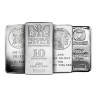 10 oz Silver Bar (Varied Condition, Any Mint)