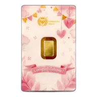 1 Gram Germania Mint Newborn Girl Gold Bar (New w/ Assay)