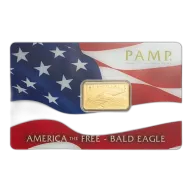5 gram Gold Bar PAMP America The Free Bald Eagle .9999 Fine Bar In Assay