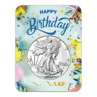 2026 1 oz American Silver Eagle Coin (BU, Happy Birthday Confetti Card)