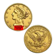 $5 Gold Eagle Liberty Coin 1849-1907 Random Year - Any Condition