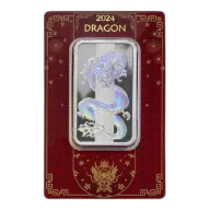 2024 50 gram Silver Dragon Hologram Bar (Inc Assay Card) - Pamp Suisse