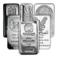 5 oz Silver .999 Silver Bar - Mix Mint - Secondary Market