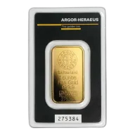 1 oz Gold Bar - Argor-Heraeus (w/Plain Back, In Assay)