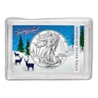 2025 1 oz American Silver Eagle - w/Harris Holder, Happy Holidays