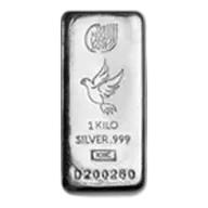 1 kilo (1,000 gram) Silver Bar - Holy Land Mint (Dove of Peace)