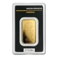 1 oz Gold Bar - Argor-Heraeus (Plain Back, In Assay)