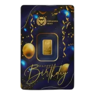 1 Gram Germania Mint Happy Birthday Gold Bar (New w/ Assay)