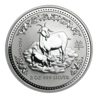 Pre-Owned 2003 Australian Lunar Goat 2oz Silver Coin - VAT Free