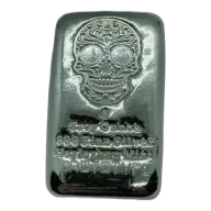 5 oz 999 Pure Silver Sugar Skull Bar By HayleyBug Mint Serialized