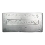 100 oz .999 Fine Silver Bar - Engelhard