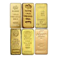 Random Mint - 1 Kilo ( 32.15 Troy Oz ) Gold Bar 0.9999 Fine Gold