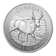 2013 Canadian Silver Antelope 1 oz .9999 Fine Silver Coin Wildlife Series BU