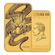 1oz 9999 Gold Dragon Rectangular Coin 2025 Perth Mint