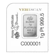 1 Gram Pamp Suisse Platinum Bar - In Assay