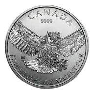 1 Oz Great Horned Owl Silver Coin : Birds Of Prey Series 2015