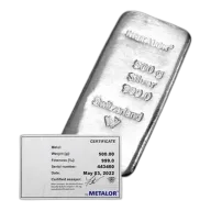 500g Metalor Silver Cast Bar