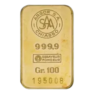 100g Gold Bar Argor SA Chiasso - Pre-Owned