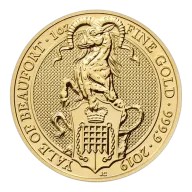 Pre-Owned 2019 UK Queen's Beasts Yale of Beaufort 1oz Gold Coin