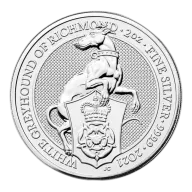 2021 2 oz British Silver Queen's Beasts White Greyhound of Richmond (BU)