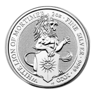 2020 2 oz British Silver Queens Beast The White Lion Coin (BU)