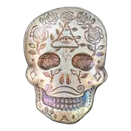 2 oz .999 Fine Silver Sugar Skull - Day of the Dead - Third Eye