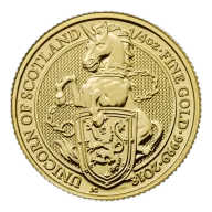 Pre-Owned 2018 UK Queen's Beasts The Unicorn Of Scotland 1/4oz Gold Coin