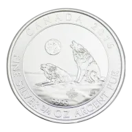 Pre-Owned 2016 Canadian Howling Wolves 3/4 oz Silver Coin - VAT Free