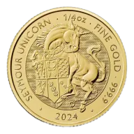 Pre-Owned 2024 UK Tudor Beasts Seymour Unicorn 1/4oz Gold Coin