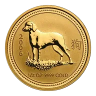 Pre-Owned 2006 Australian Lunar Dog 1/2oz Gold Coin