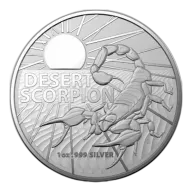 One Ounce 2022 Silver Desert Scorpion BU includes capsule