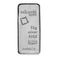 1 Kilogram Cast Silver Bar - Valcambi Suisse - 1 Kg Silver Bar (Cast) - .999 Ag