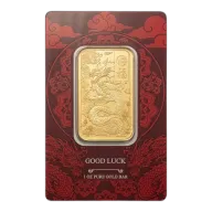 1 Oz Good Luck Yellow Dragon Gold Bar (Inc. Assay Card) - PAMP Suisse