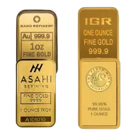 Assorted 1 Oz Gold Bar (Circulated) (Unsealed) - Various Brands