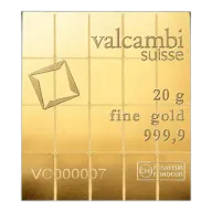 20 gram Gold Bar (Unsealed) (Circulated) - Valcambi Suisse