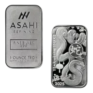 1 oz Lunar Snake Silver Bar - Asahi Refining